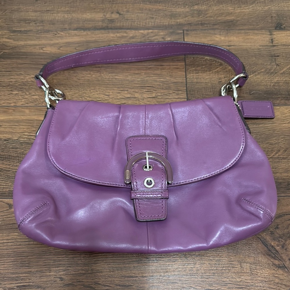 Coach Purple Shoulder Bag with Signature Buckle